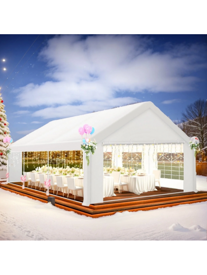 SANOPY 20x20ft Party Tent Heavy Duty, Wedding Event Canopy Tents for Parties, Carport Carpas para Fiestas with Removable Sidewalls, White