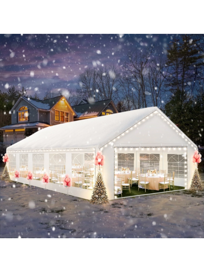 SANOPY 16x32ft Heavy Duty Party Tent, Outdoor Commercial Canopy with Removable Sidewalls, Canopy Gazebo Shelter for Wedding, Carport Party, White
